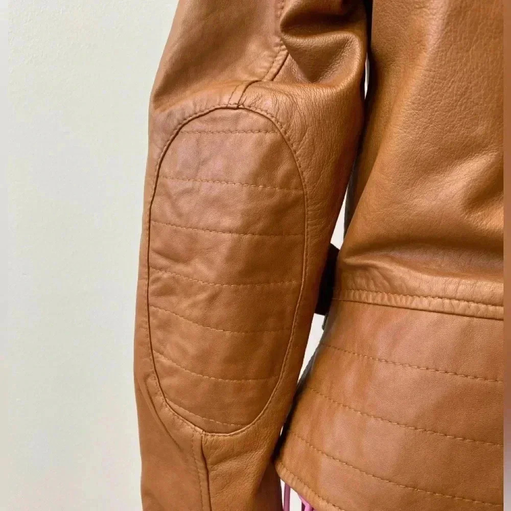 Kenna-T Leather Moto Jacket Women’s Size Small Tan Biker Jacket - Picture 6 of 16